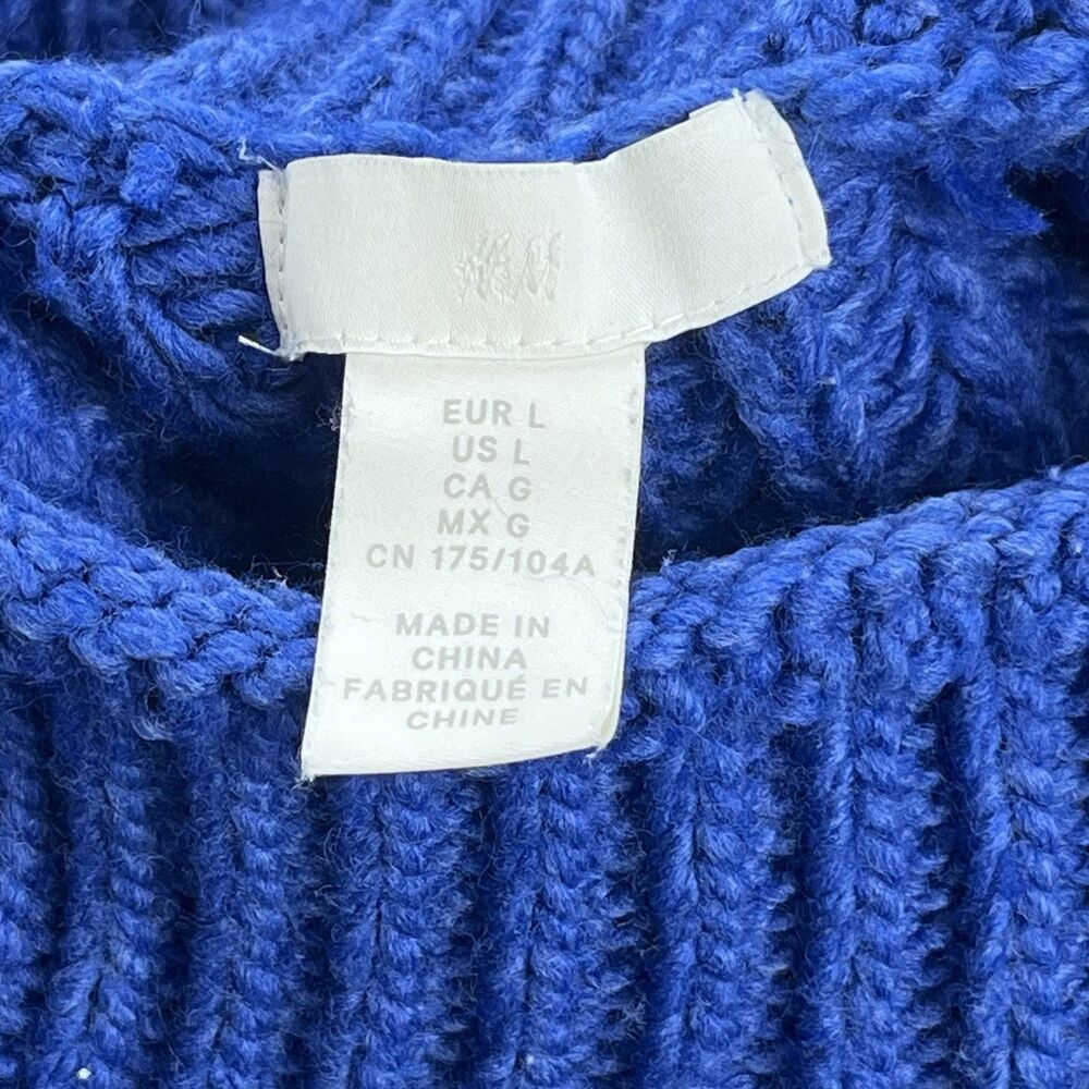 H&M Chunky Funnel Neck Long Sleeve Oversized Sweater Large Top Electric Blue Pop - Picture 4 of 11